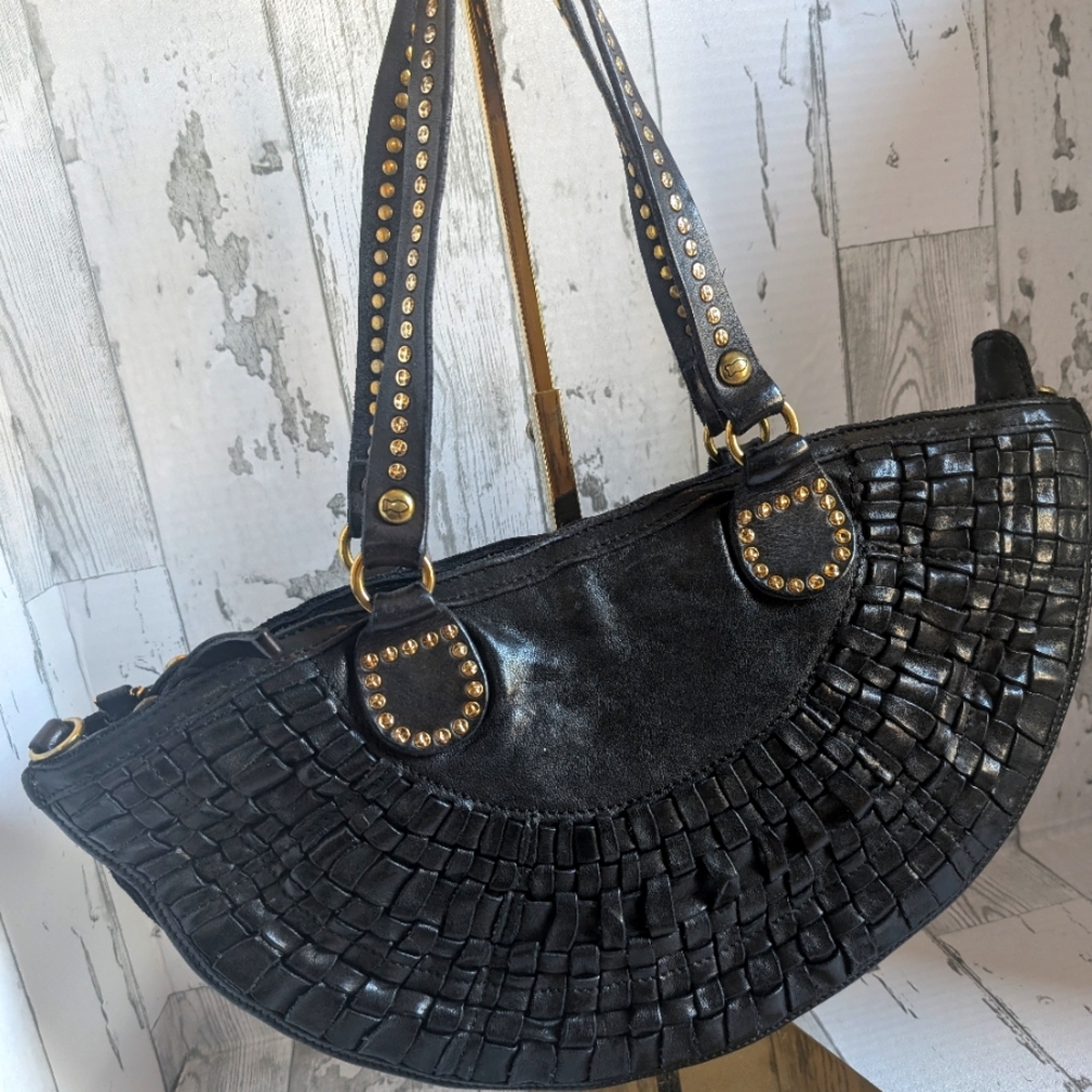 Campomaggi Gold and Black Shoulder Bag